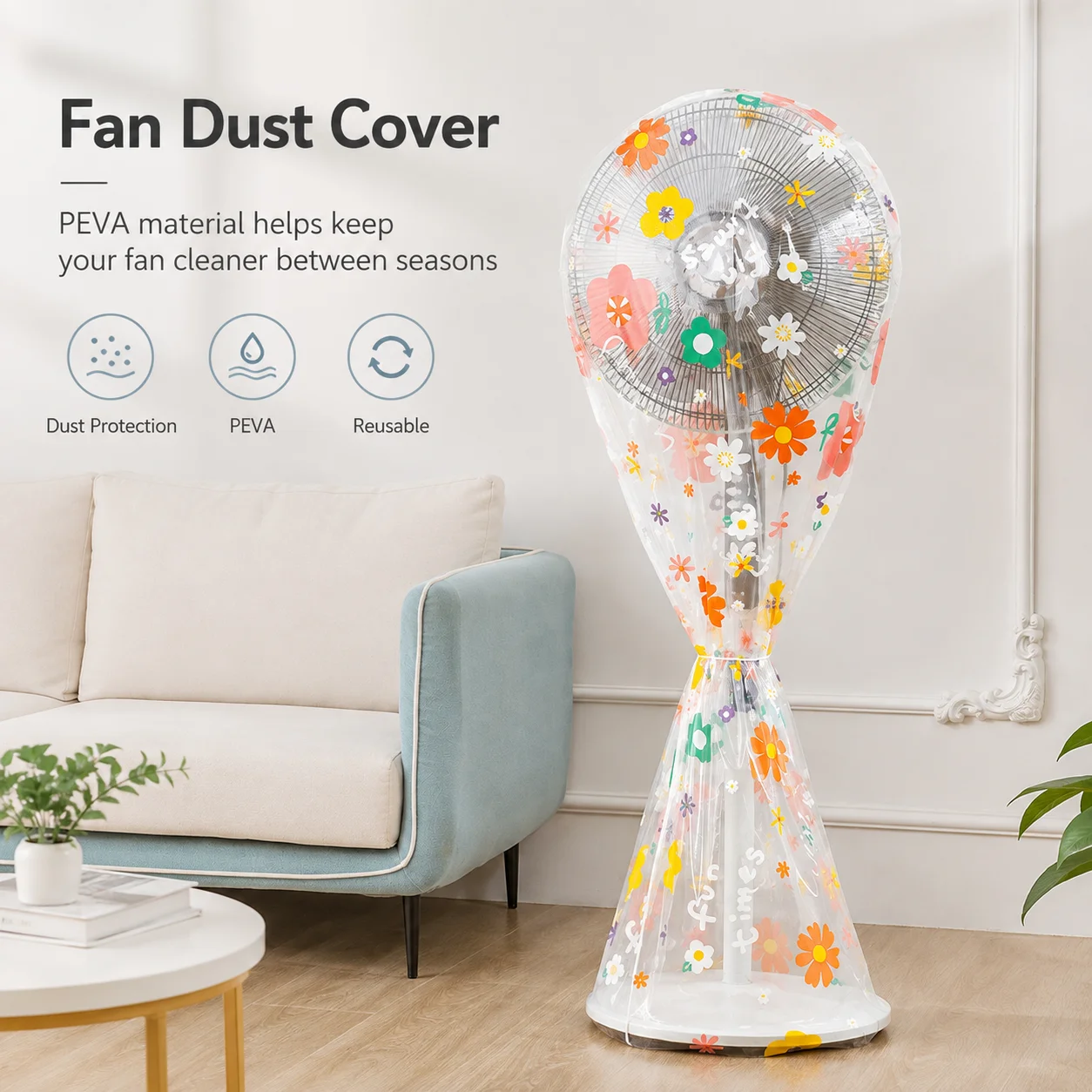 Fan Dust Cover Stand Fan Cover Pedestal Fan Protector Floral Elastic Bottom Full Cover Half Cover Home Storage Protective Cover