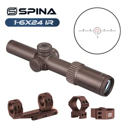 SPINA OPTICS Tactical LPVO 1-6x24 Short Dot Sight Quick Aiming Shooting Hunting Rifle Scope Riflescope AR15 PCP Carbine