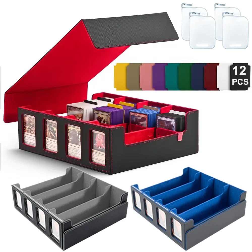 Trading Card Storage Box Large capacity Can Hold 3000+ Decks, Magnetic Closure PU Leather Card Box Fits for TCG Yugioh Cards
