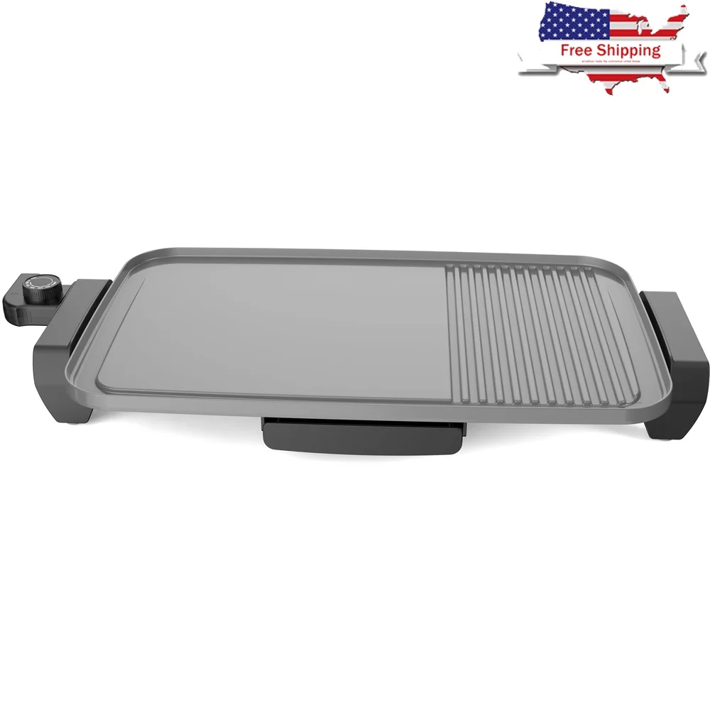 

Nonstick Electric Griddle Ceramic Cooking Surface 1500W Indoor Grill Temperature Control Perfect Pancakes Eggs Burgers Chicken