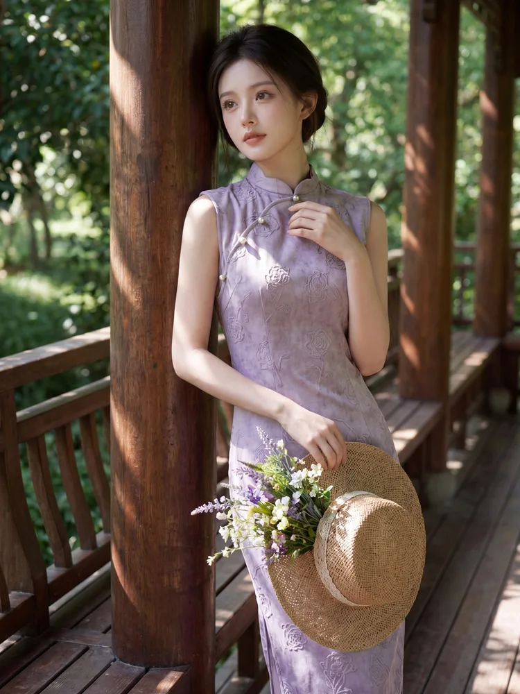purple-print-flower-summer-long-cheongsam-women-2026-summer-new-style-girl-sleeveless-young-dress-qipao