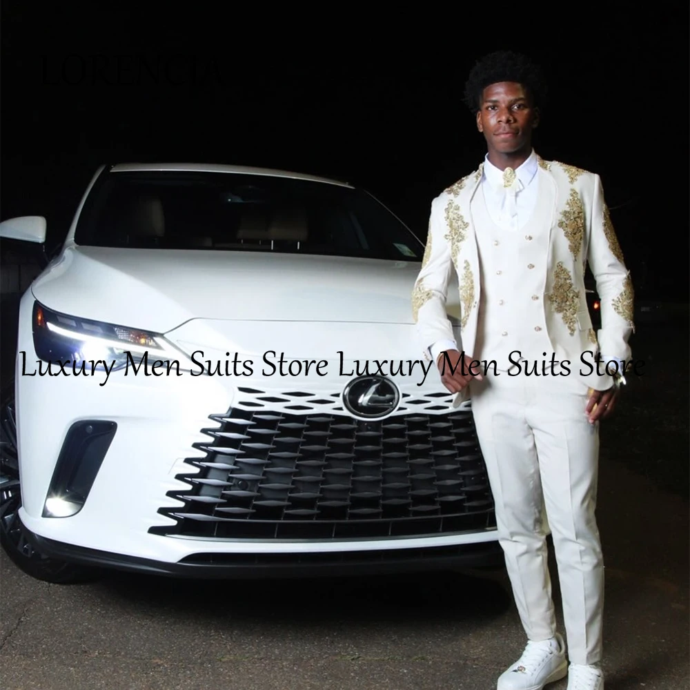 

Роскошные мужские костюмы из 3 предметов с кристаллами и стразами, смокинги с плоским воротником, свадебный наряд для жениха, индивидуальный пошив: пиджак, брюки, костюм homme