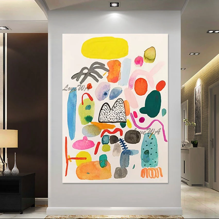 

Acrylic Artwork Canvas Picture Abstract Colorful Texture Design Modern Art Painting Examples Frameless Wall Hanging Hand Drawing