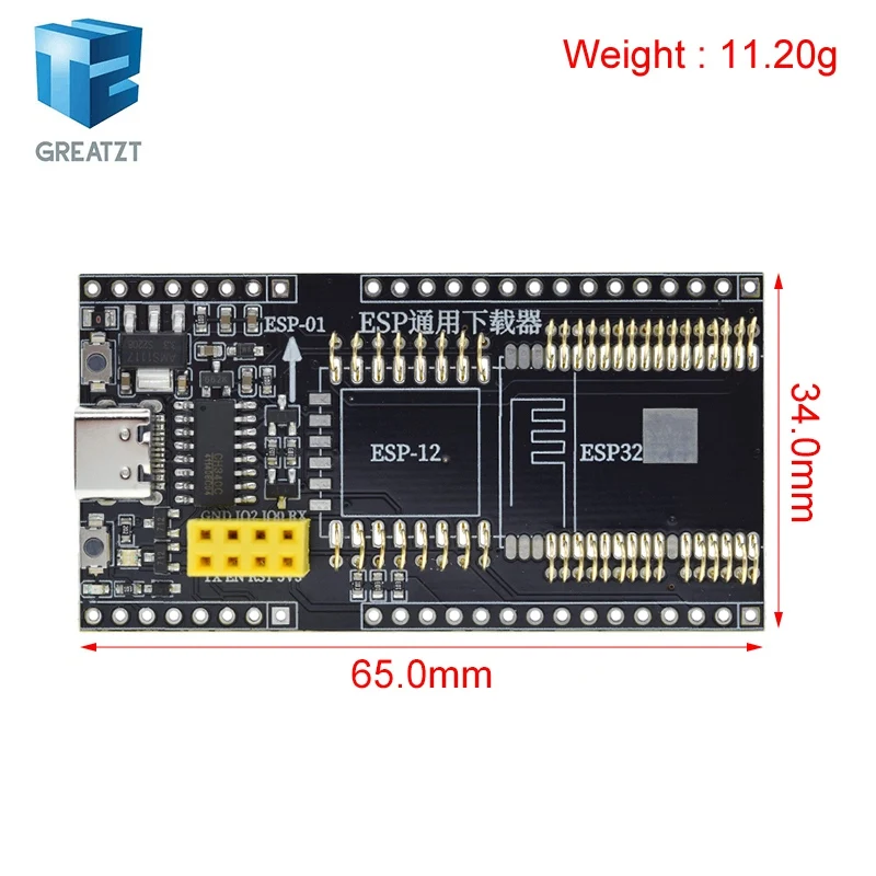 GREATZT ESP8266 ESP32 Development Board Test Programmer Socket Downloader for ESP-01 ESP01S ESP12 ESP32 Adapter CH340