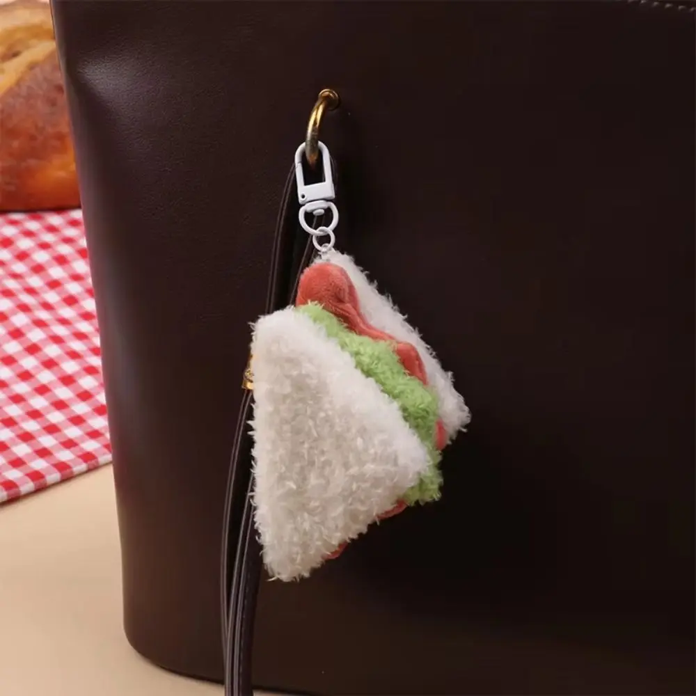LLavero de peluche de comida de imitación de hamburguesa, colgante estereoscópico creativo para sándwich y pastel, llavero de postre de felpa