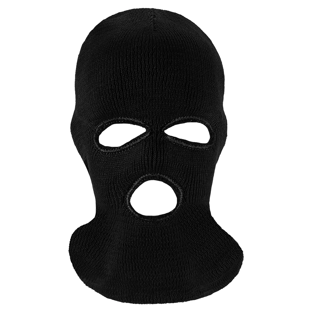 Full Face Cover Ski Mask Hat 3 Holes Balaclava Windproof Knit Beanies Bonnet Winter Warm Unisex Caps Black