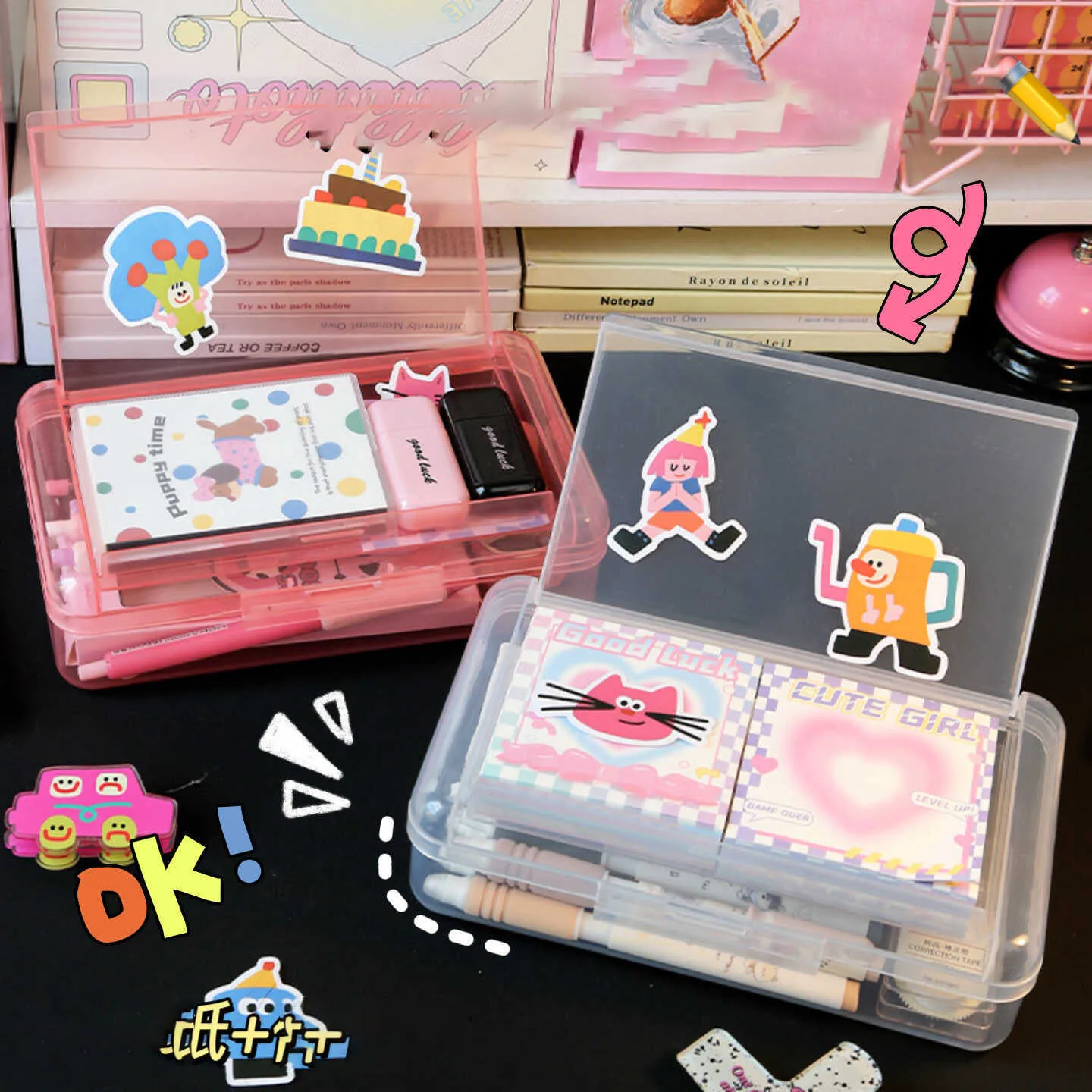 

Double layer Pencil Case Box PP Material Transparent Pencil Box Stationery School Pencil Case Supplies Pencil Storage office