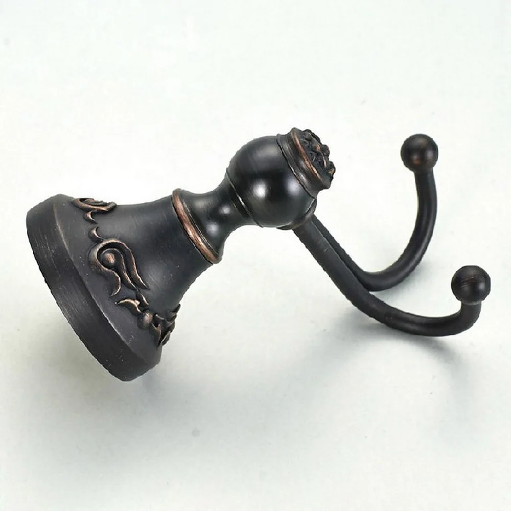 Wall Mounted Black Oil Rubbed Brass Bathroom Towel Coat Hooks Dual Robe Hook Hanger Bathroom Accessory mba450