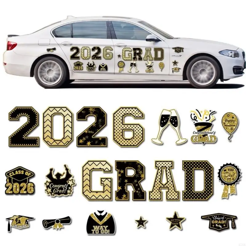 M76E Vehicle Stickers Decals Golden PVC Waterproof Design for Graduation Parties and Themed Event Commercial Use