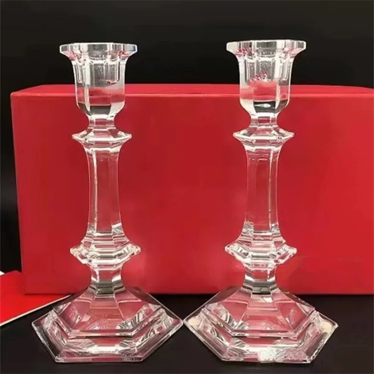 

Modern Baccarats Crystal Candle Holders With Logo for Weddings Nice Gift Box Packed for Decoration