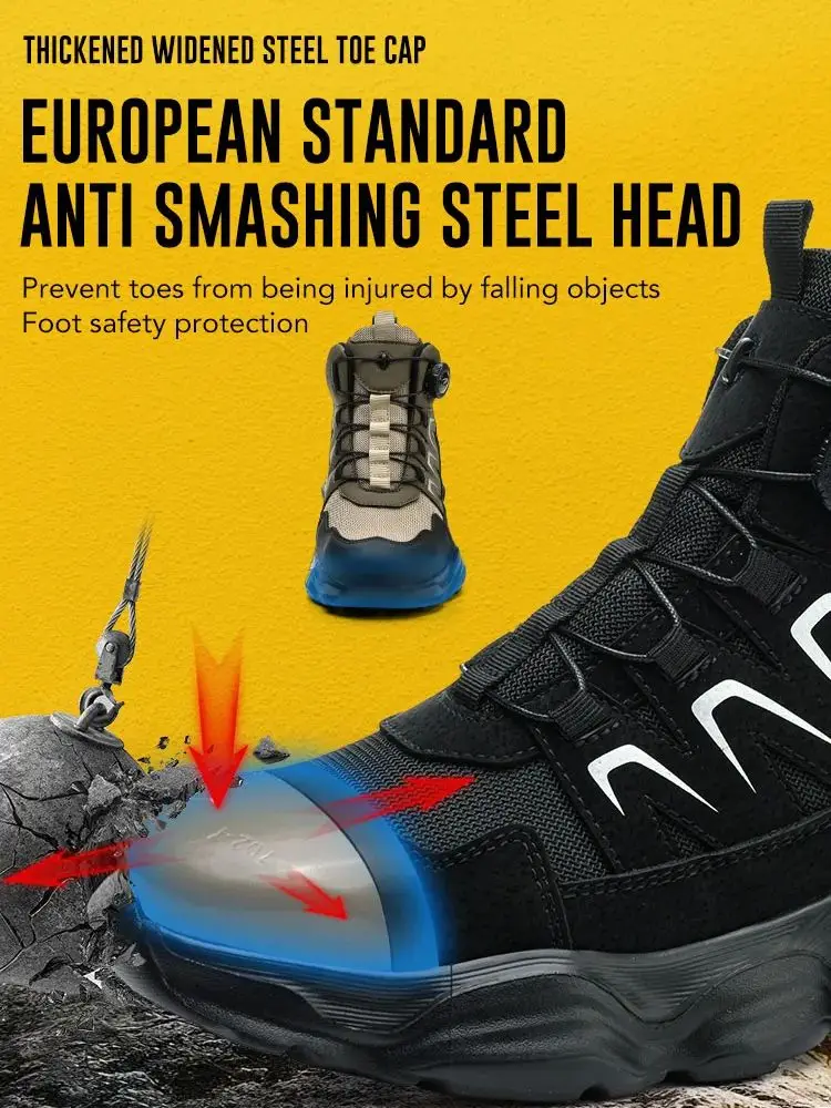 Werkschoenen met roterende knop voor heren Veiligheidsschoenen met stalen neus Anti-smash Anti-lek Onverwoestbare constructie Mijnbouwschoenen - afbeelding 2