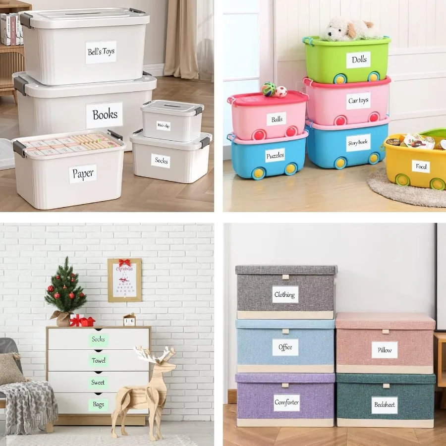 44 Pack labels for storage bins Adhesive Pots Index Card Pots with Top Open for Loading Clear Plastic Labels Holders for Organi