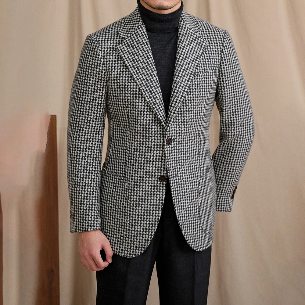 Setelan Pria Slim Fit Berkualitas Tinggi Model Single Breasted Kerah Notch Blazer Slim Fit Klasik 2 Potong Jas Celana Custom