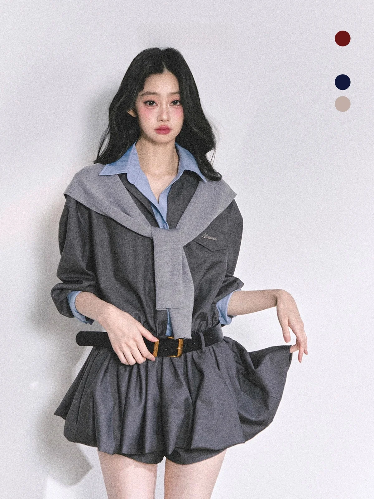

Aomalm Korean Sle Lazy Navy Collar Knitted awl Coat Women's Autumn Top Commute Partner Soft Polyester Blend Cardigan