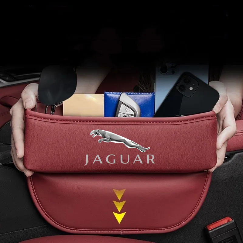 For Jaguar XF XJ F Type E-type FPace Epace XKR XJS XEL Leather Car Seat Gap Crevice Slot Storage Box Organizer Auto Accessories