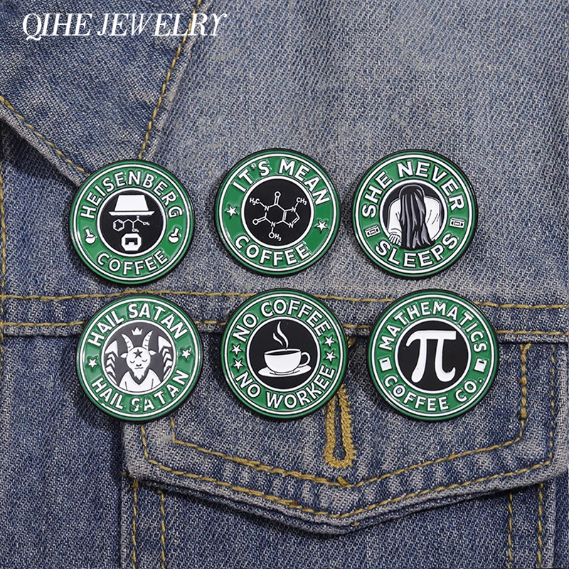 No Coffee No Workee Enamel Pins Creative Funny Quotes It's Mean Coffee Brooch Backpack Lapel Badges Jewelry Gift for Friends