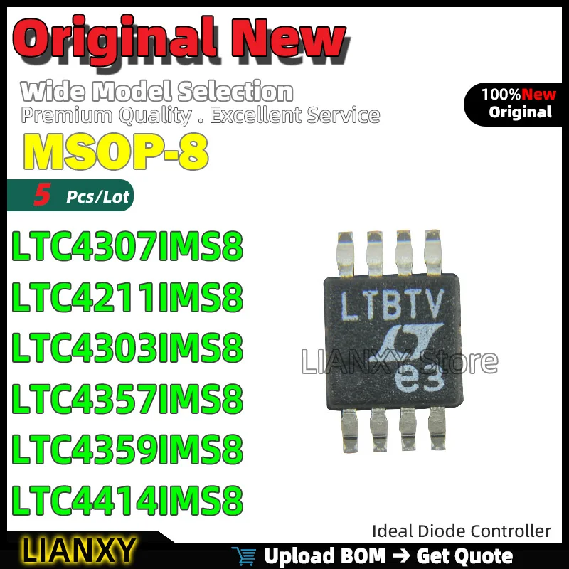 5pcs MSOP-8 LTC4307IMS8 LTC4211IMS8 LTC4303IMS8 LTC4357IMS8 LTC4359IMS8 LTC4414IMS8 Ideal Diode Controller New Original