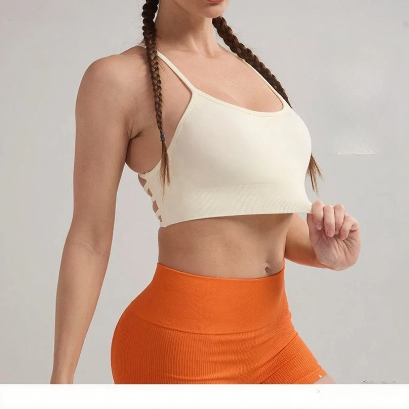 

Workout Bodysuit Women Gym Wear Tights Yoga Strap Cross Style Beautiful Back Chest Pad Sports Shockproof Underwear Gym Crop Tops