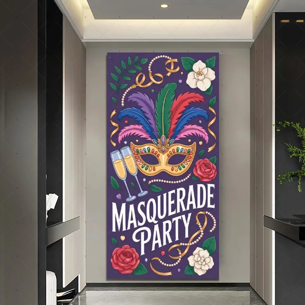 قناع ملون ريشة خلفية البندقية كرنفال موضوع غطاء الباب خلفية ماردي غرا حفلة تنكرية الديكور استوديو الصور #5