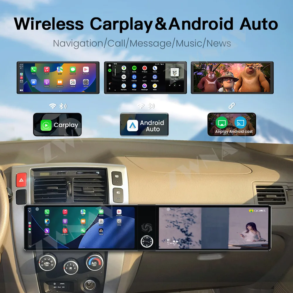 For Hyundai Tucson 2009-2013 Car Radio Dual Screen Wireless Carplay GPS Navigation Android Auto Multimedia Player Head Unit WIFI