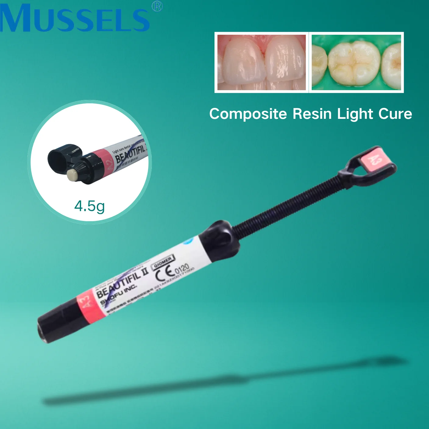 

4.5g/Syringe Dental Light Curing Composite Resin A1 A2 A3 Adhesive Bonding for Posterior Anterior Teeth Restoration Filling Tool