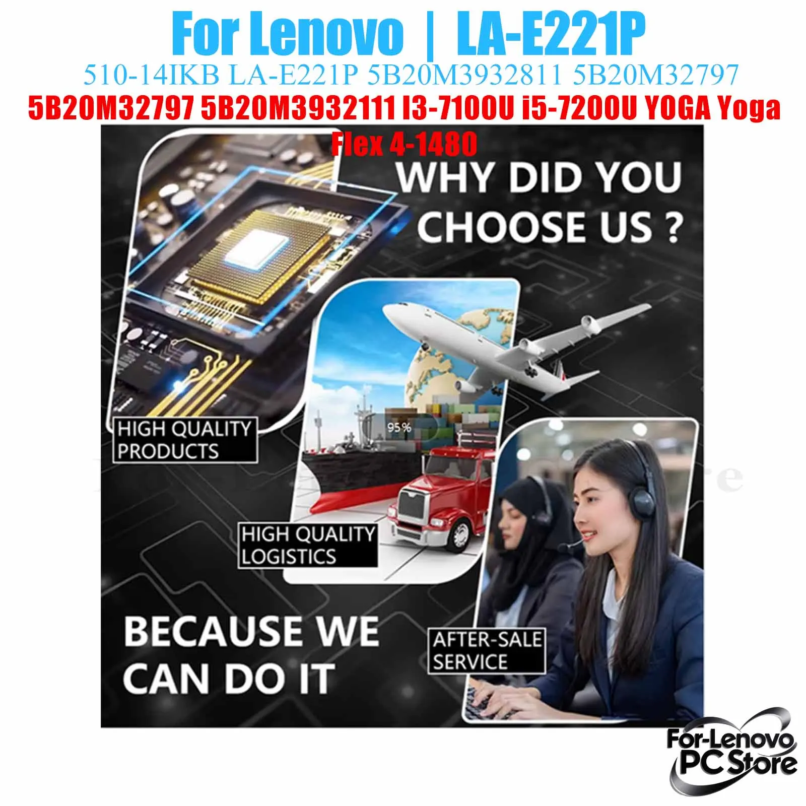 

LA-E221P For LENOVO YOGA Yoga 510-14IKB Flex 4-1480 LA-E221P Mainboard 100% Tested Laptop Mainboard