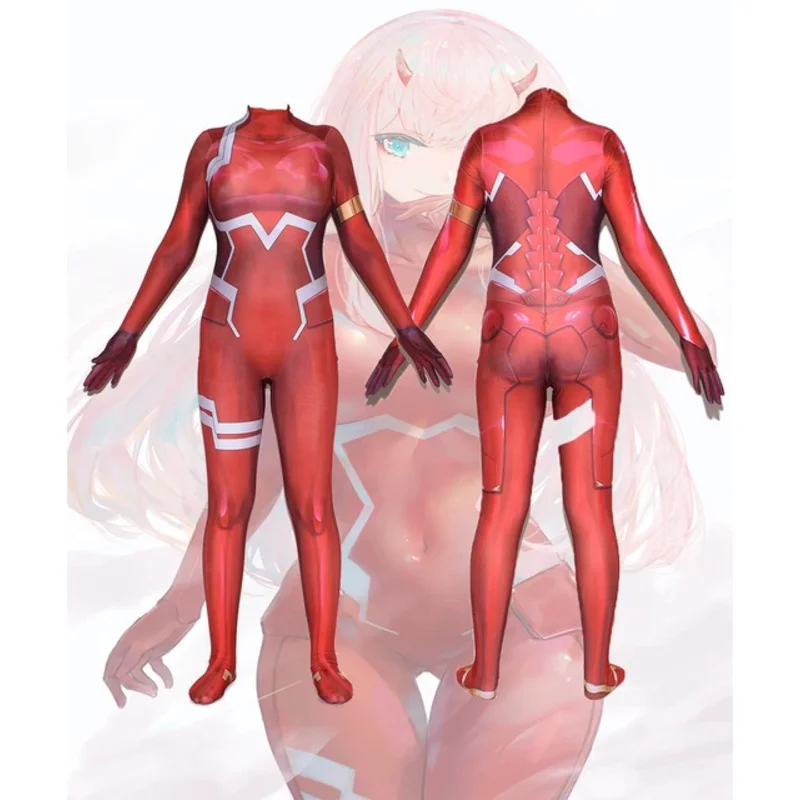 Adults Kids KOKORO Cosplay Costume Darling in the Franxx 02 Zero Two Zentai Halloween ICHIGO Bodysuit Catsuit