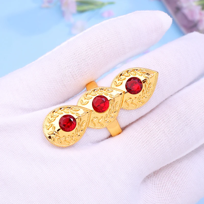 Adjustable Size Gold Plated Joint Rings for For Women Middle East Wedding Jewelry Ethnic Couple Rings Bague Femme