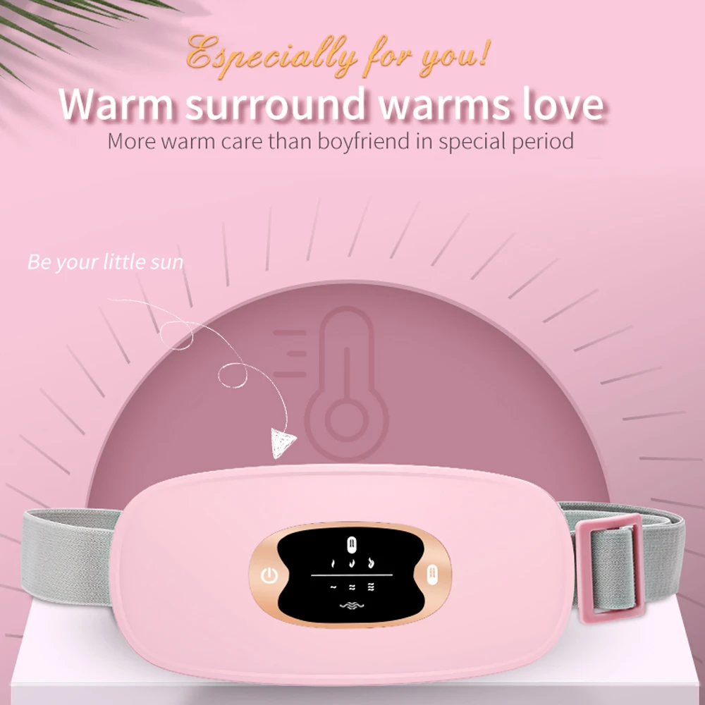 USB Warm Uterus Belt Electric Infrared Heating Hot Compress Therapy Vibration Back Waist Massager Brace Relief Menstrual Pain