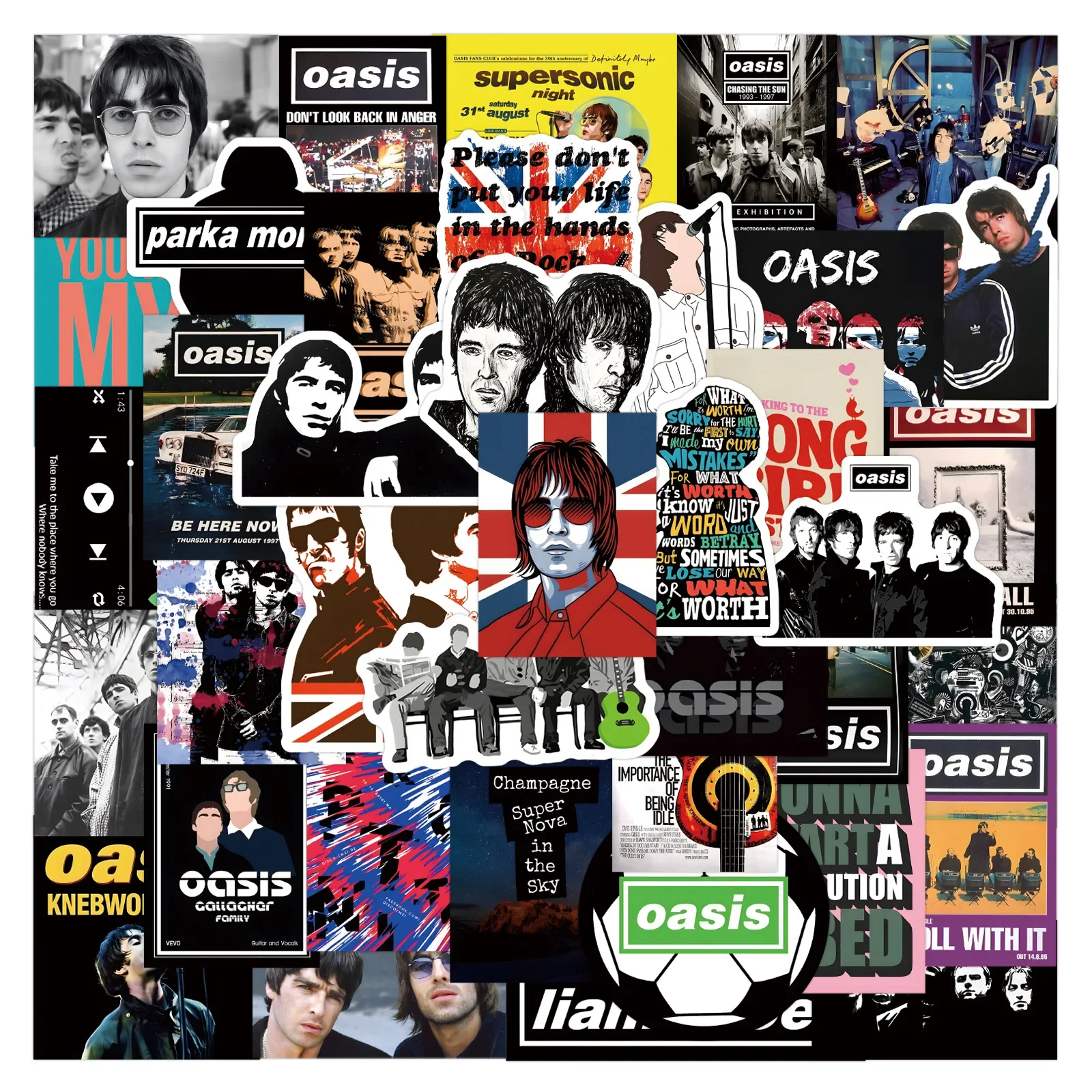 50 قطعة من ملصقات فرقة الروك البريطانية واحة السيارة والدراجات النارية والسفر والأمتعة والجيتار والثلاجة والكمبيوتر المحمول DIY ملصق جرافيتي مضحك هدية #4