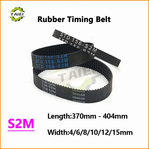 S2M Rubber Synchronous Belt Length 370 372 376 380 384 386 388 390 392 394 396 398 400 404mm Width 4-15mm S2M Tooth Timing Belt