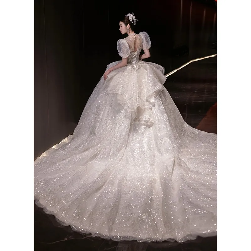 Ruiente Shinny Wedding Dresses 2024 High-end Wedding Gown Luxury Lace Wedding Party Dress Cusotmized For Woman