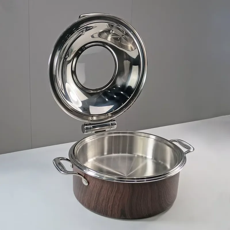 Wood grain kitchen commercial equipment buffet hot pot three-layer thickened stainless steel hot pot heater
