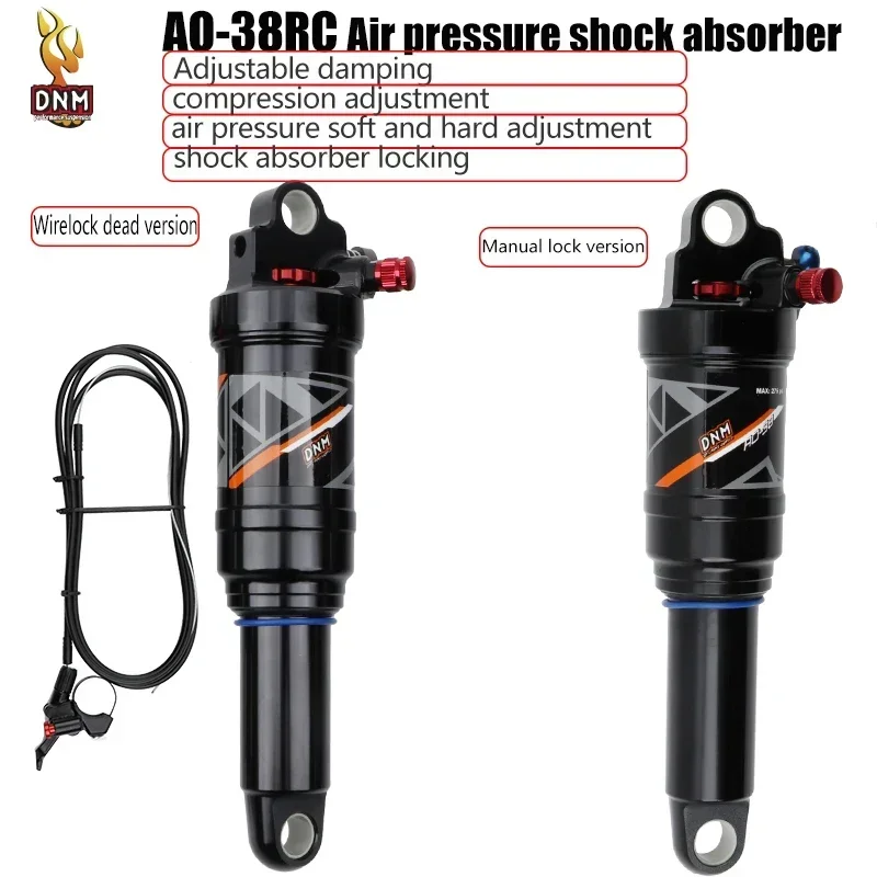 DNM Air Rear Shock Air Pressure Adjustable 165/190/ 200mm AO-38RC Soft Tail Frame Folding Bike MTB Rebound Rear Shock Absorber