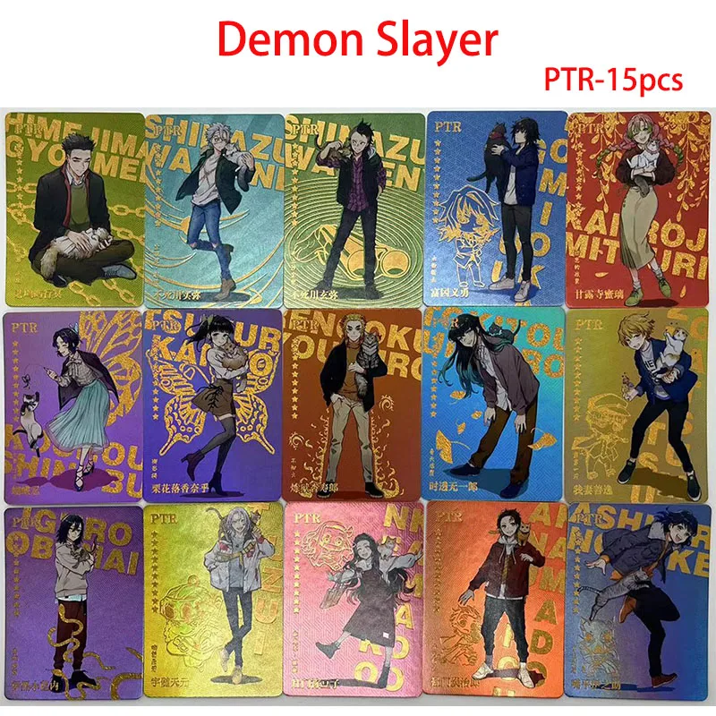 Anime Demon Slayer Rare QR PTR CP PR Flash Cards Uzui Tengen Rengoku Kyoujurou Toys for boys Collectible Cards Birthday Gifts