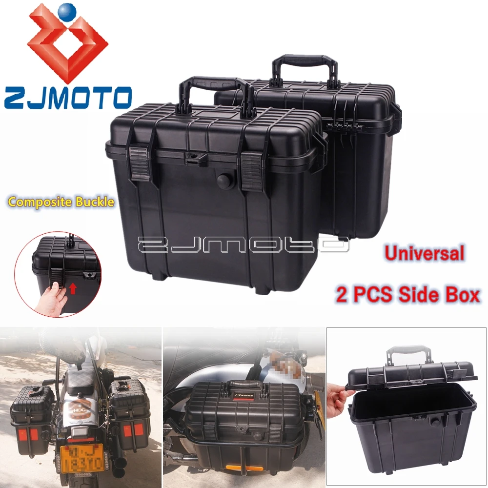 

2PC Motorcycle Waterproof Side Box Tail Luggage Rear Storage Side Case Pannier Universal For Harley Kawasaki Yamaha Honda Suzuki