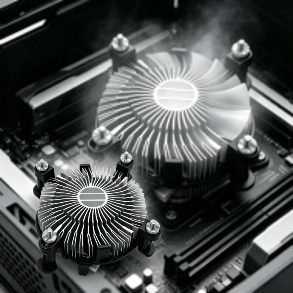 Aluminum CPU Cooler 4-Pin PWM Connector 3.5-Inch Fan Air Cooler Fan Air-Cooled Design for Intel Socket 1150/1155/1156