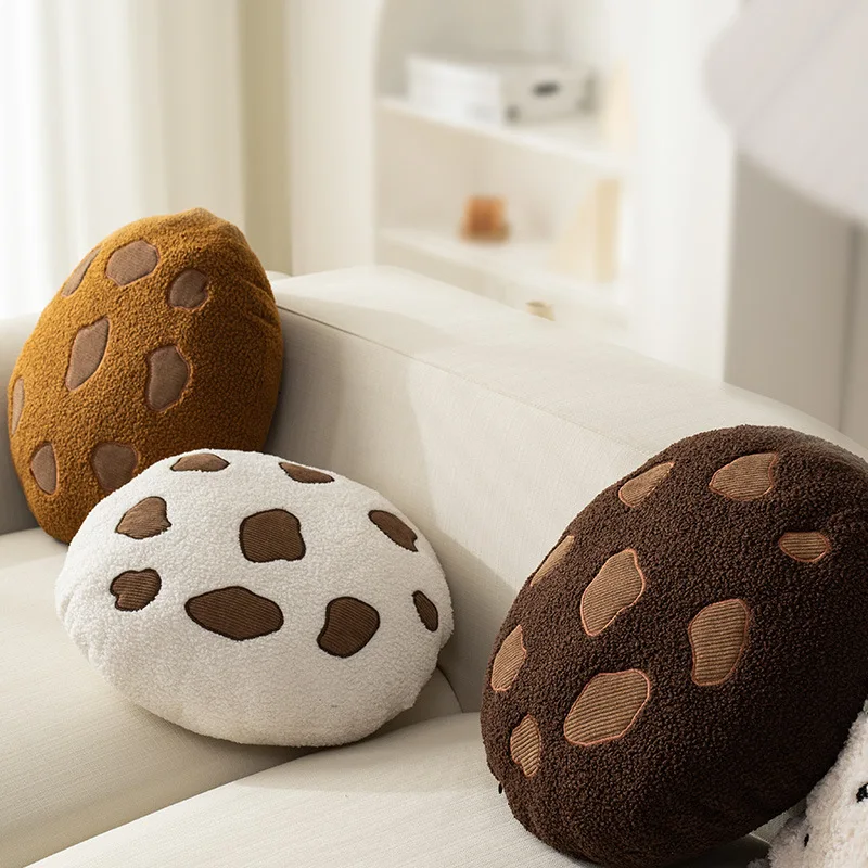 Bubble Kiss-Cute Cartoon Cookie Seat Cushion, Home Living Room Decor Chocolate Round Throw Pillow for Sofa, Office Chair Pillows