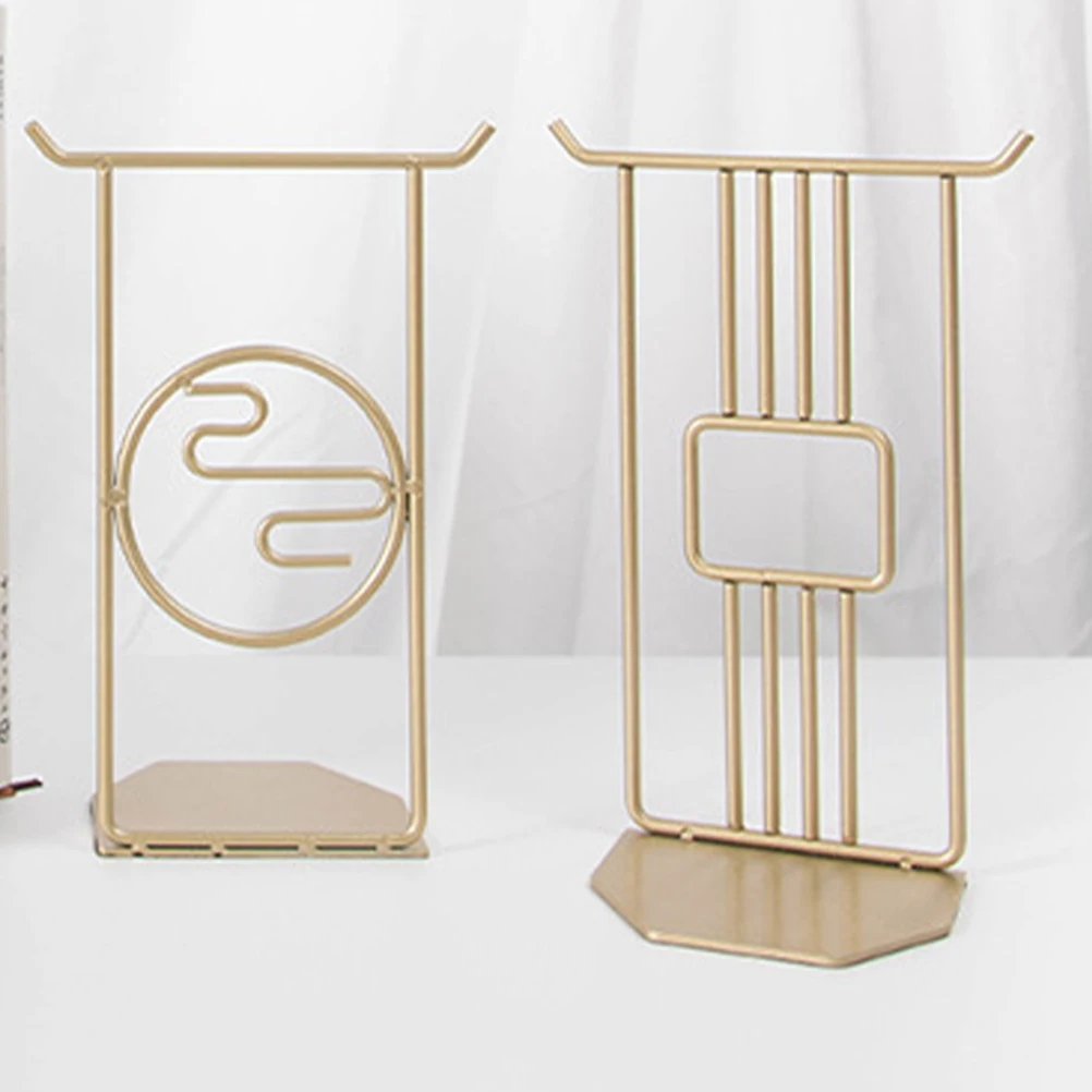 

2Pcs Metal Book Holder Exquisite Book Organizer File Folder Holder Study Supplies Multi-Function Bookend