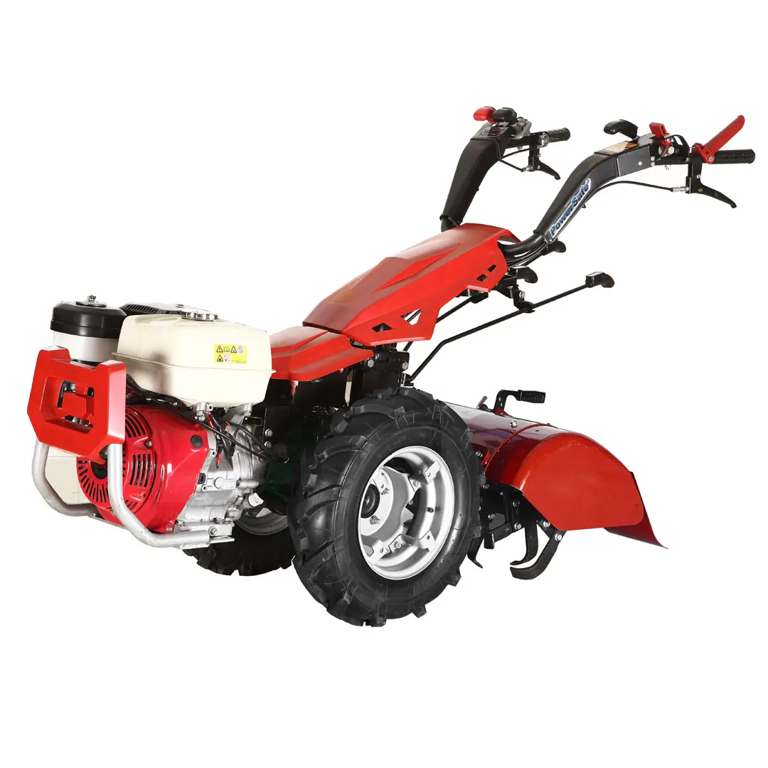 two wheel tractors reversible offset handles enable use of sickle bar, flail mower, rotary hoes etc.