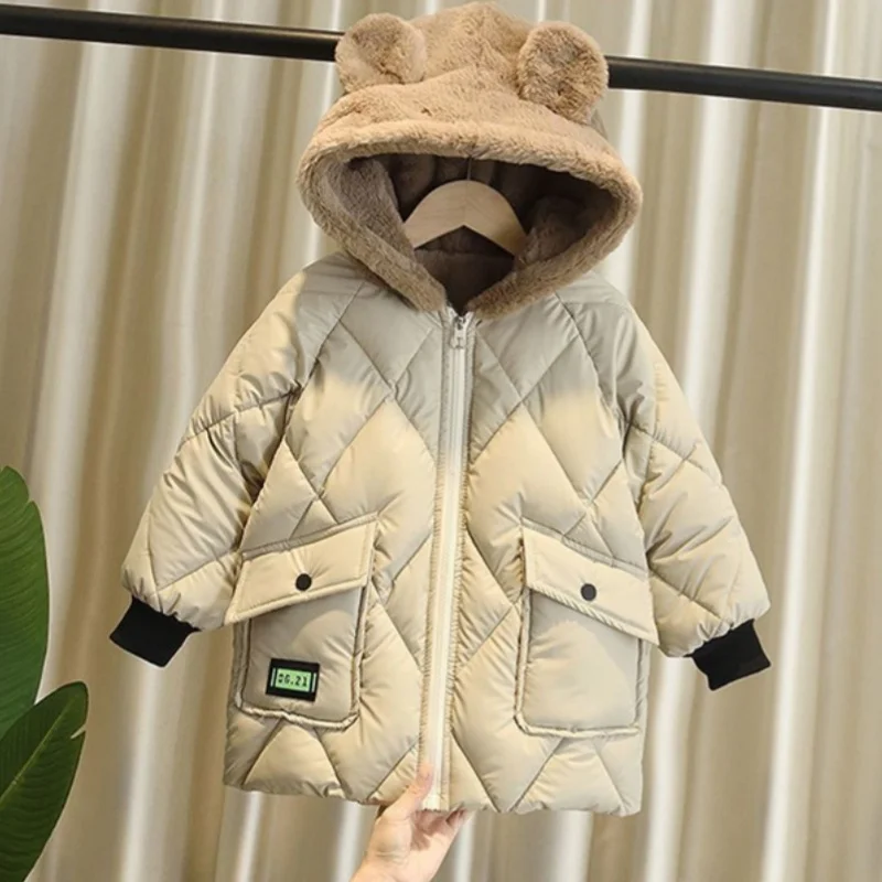 Boys Coat Overcoat Jacket Windbreak Outerwear 2024 Khaki Winter Autumn Cotton High Quality Christmas Gift Children's Clothing