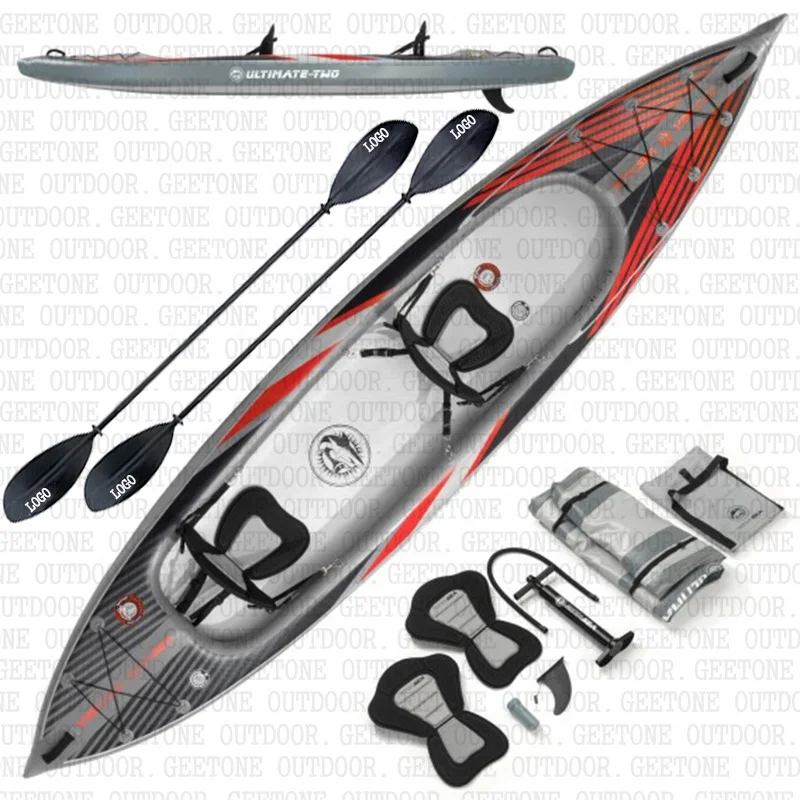 1 2 Person Inflatable Dropstitch Kayak Fishing Inflatable Kayak PVC Double Layer Folding Paddle Boats PVC China Custom