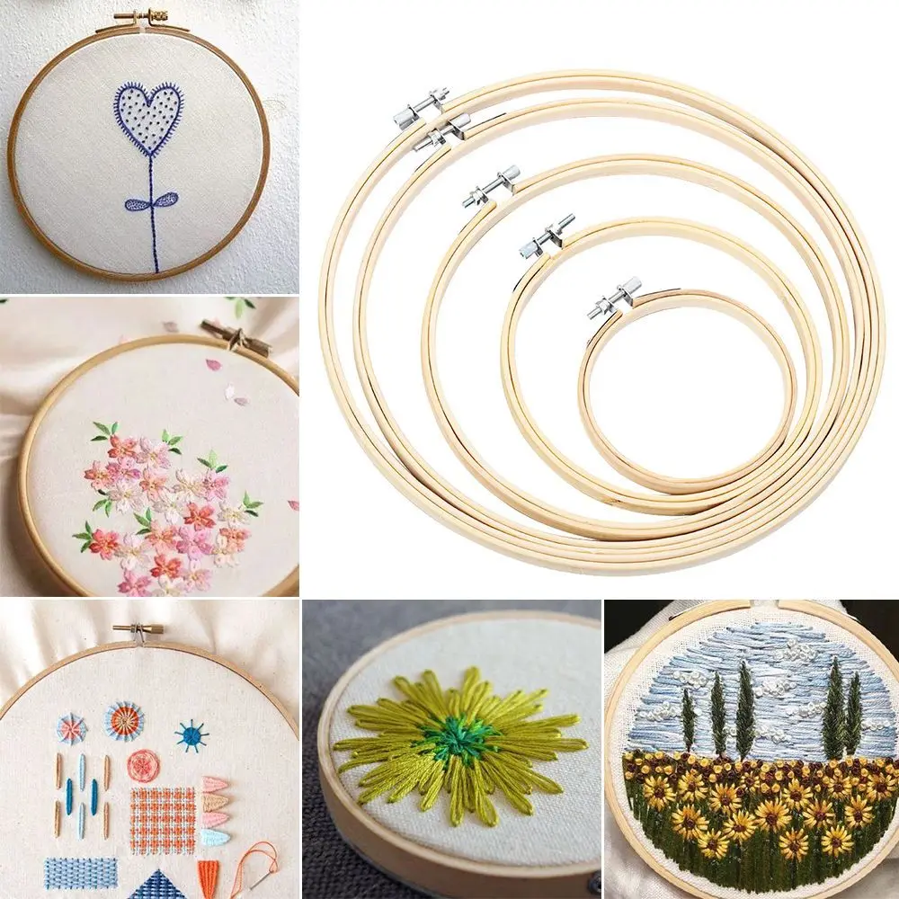 Fashion Bamboo Handmade Cross Stitch Frame Embroidery Hoop Round Loop Sewing Tools