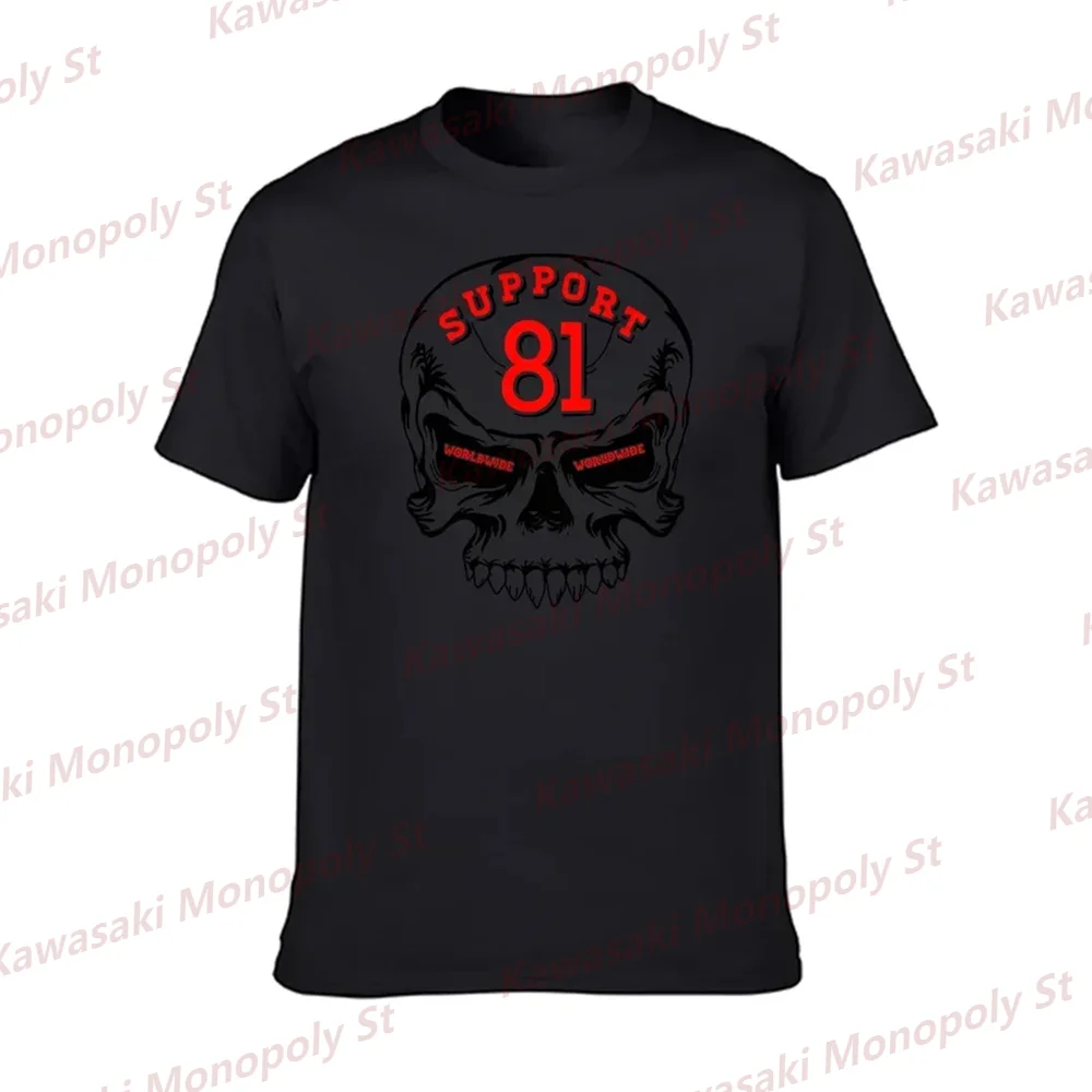 2024 New Support 81 Hells Angels Men Summer T-Shirt Letter Skull Print Solid Color Cotton Fashion Casual Top Kid/Adult Streetwea