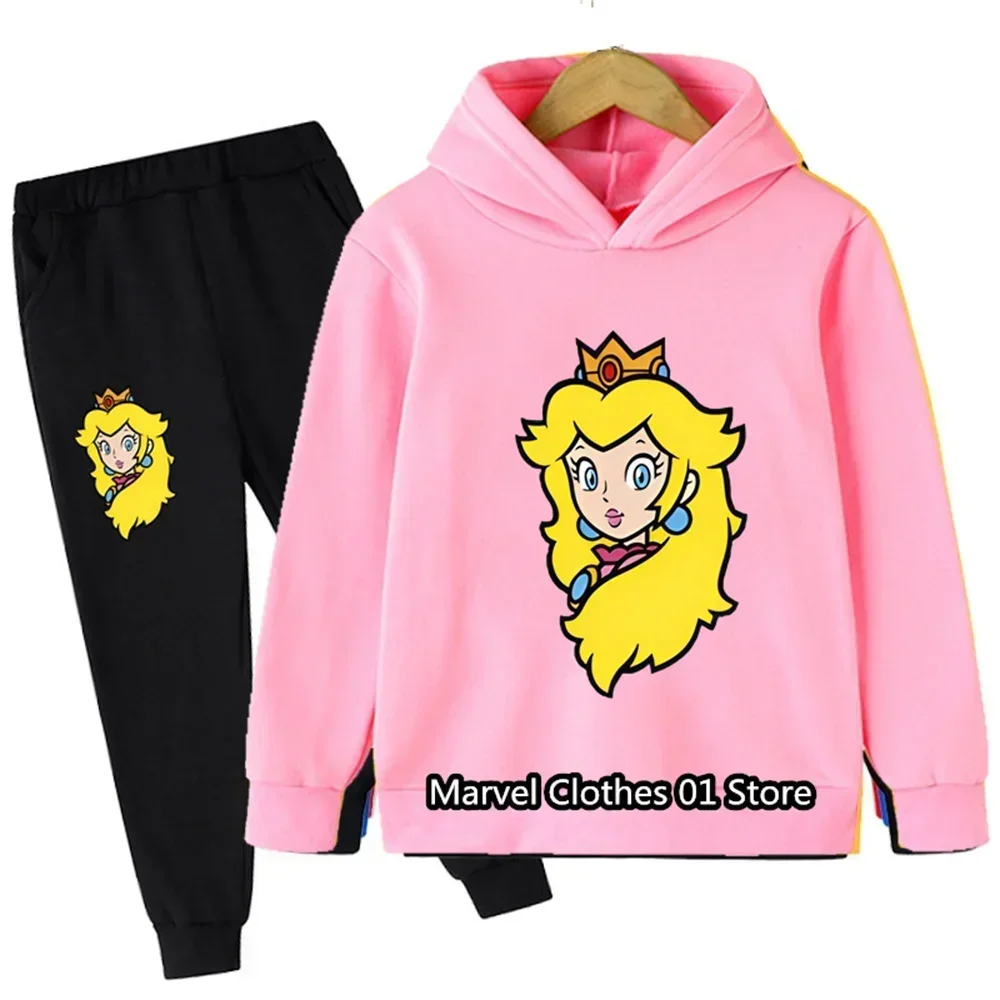 2024 Super Marios Hoodie Set Fof Girls Clothing Hoodie Pants Two-piece Boys Sweatshirt Suit 2-13 Year Children  Kids Hoodies