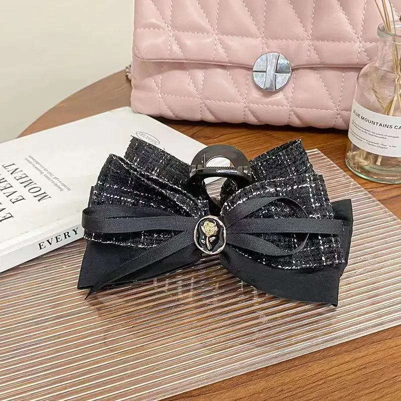 High-end Fabric Bow Hair Claw Clip Temperament Flower Hairpins Elegant Headpiece Headwear Girls Hair Accessories for Women