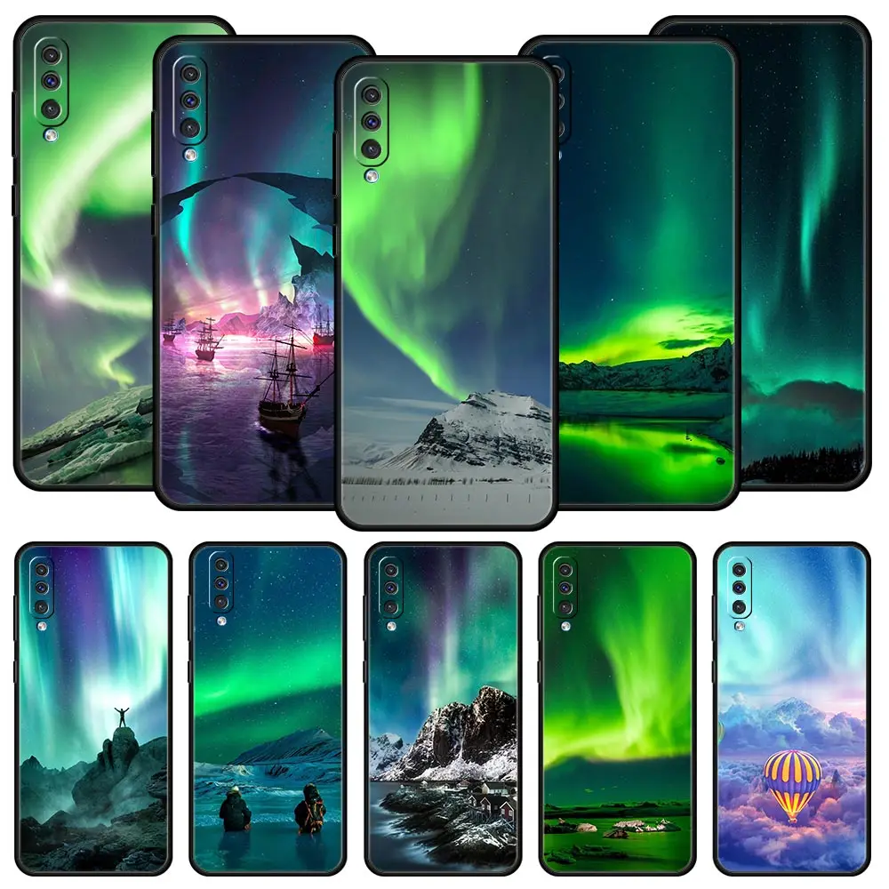 Phone Case For Samsung A56 A36 A26 A24 A12 A14 A16 A50 A70 A22 A32 A34 A54 A42 A52 5G A06 Cover Aurora Borealis