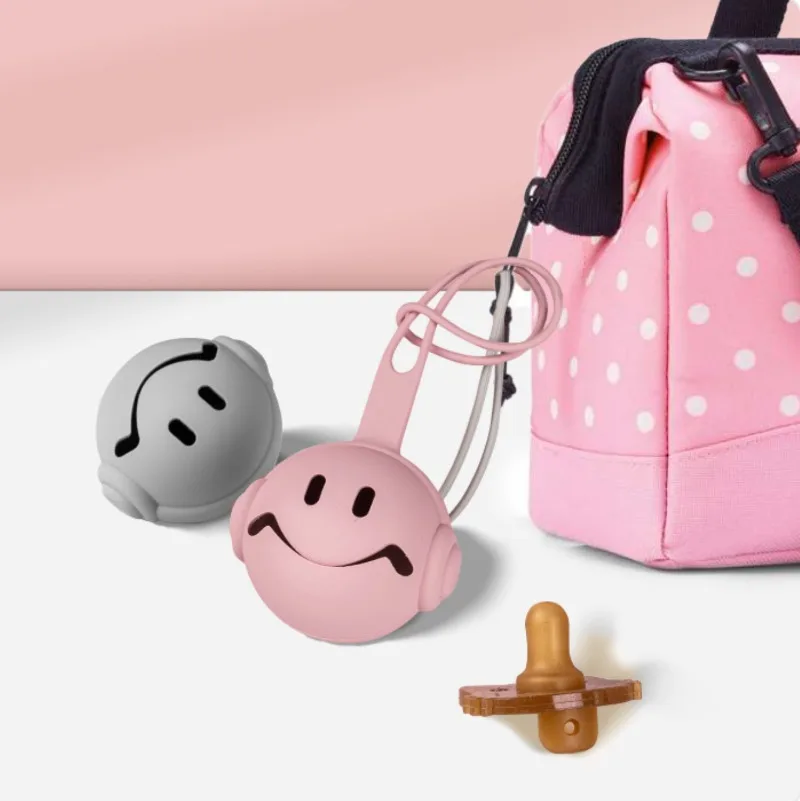 Smiling Face Baby Pacifier Case BPA Free Safe Silicone Nipple Storage Bag For Newborn Pacifier Holder Storage Box Accessories
