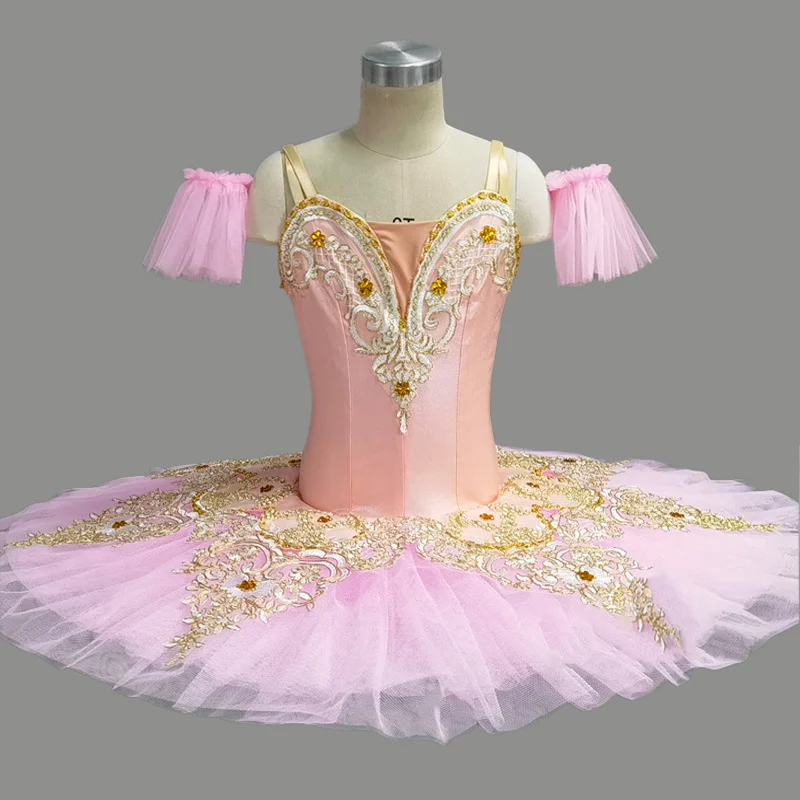 Vestito da TUTU di balletto di ballerina con paillettes rosa per bambini tutu di pancake per bambini costumi di danza indossare abiti abito da balletto lungo per ragazze