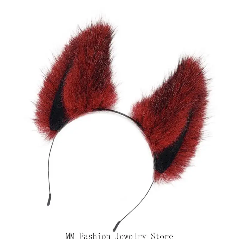 D0UB Fascia per capelli per orecchie gatti, volpi, in pelliccia sintetica, per cosplay Halloween